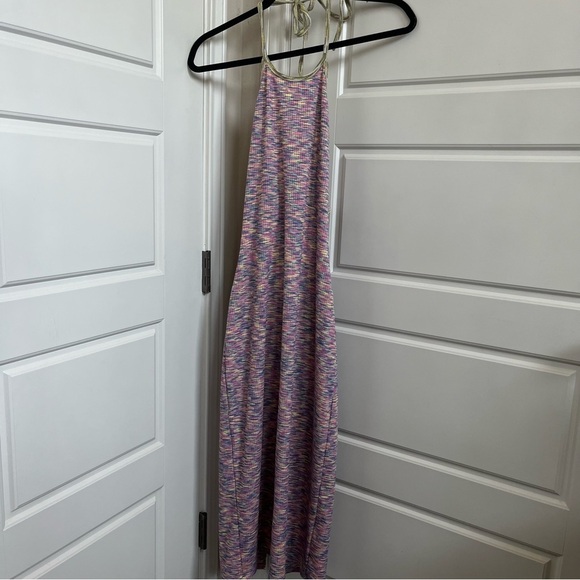 Lisa Says Gah Halter Tie Bodycon Midi Dress Size Medium Spacedye NWT - Picture 2 of 7